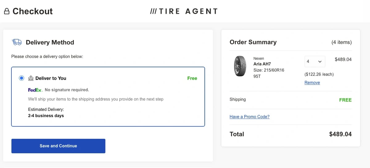 tire agent's checkout process 