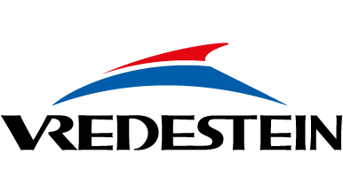 Logo of Vredestein with stylized red and blue curves above the text.