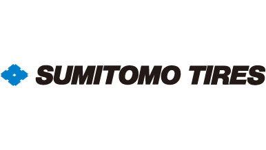 Logo of Sumitomo Tires with a blue diamond shape to the left.