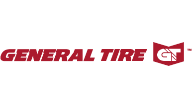 Logo of General Tire with stylized red text and "GT" shield emblem.