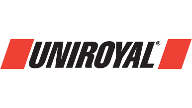 Uniroyal logo with bold black text and red slanted bars on each side.