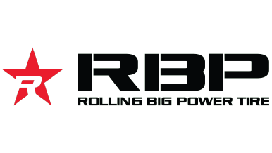 Logo of RBP Rolling Big Power Tire with a red star and bold black text.