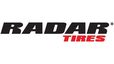 Logo of Radar Tires with "RADAR" in black and "TIRES" in red.