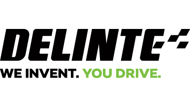 Logo of Delinte with the slogan "We Invent. You Drive." written in black and green text.